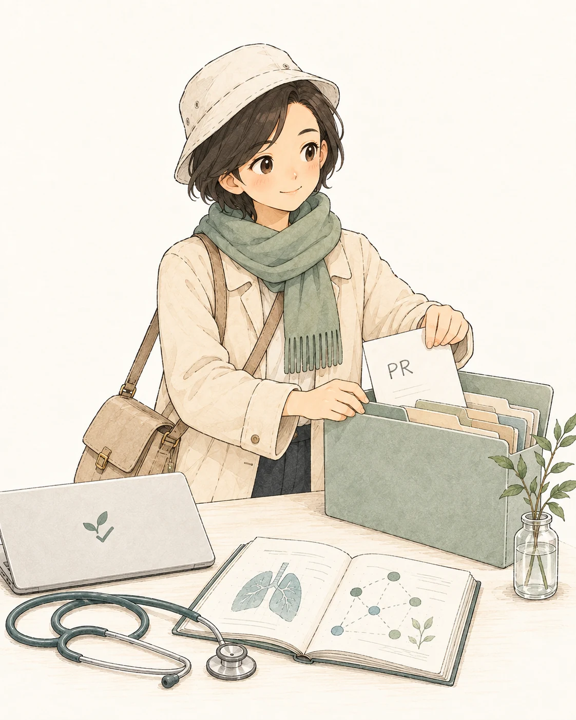 Japanese hand-drawn open-source contribution workbench with GitHub and medical AI project clues