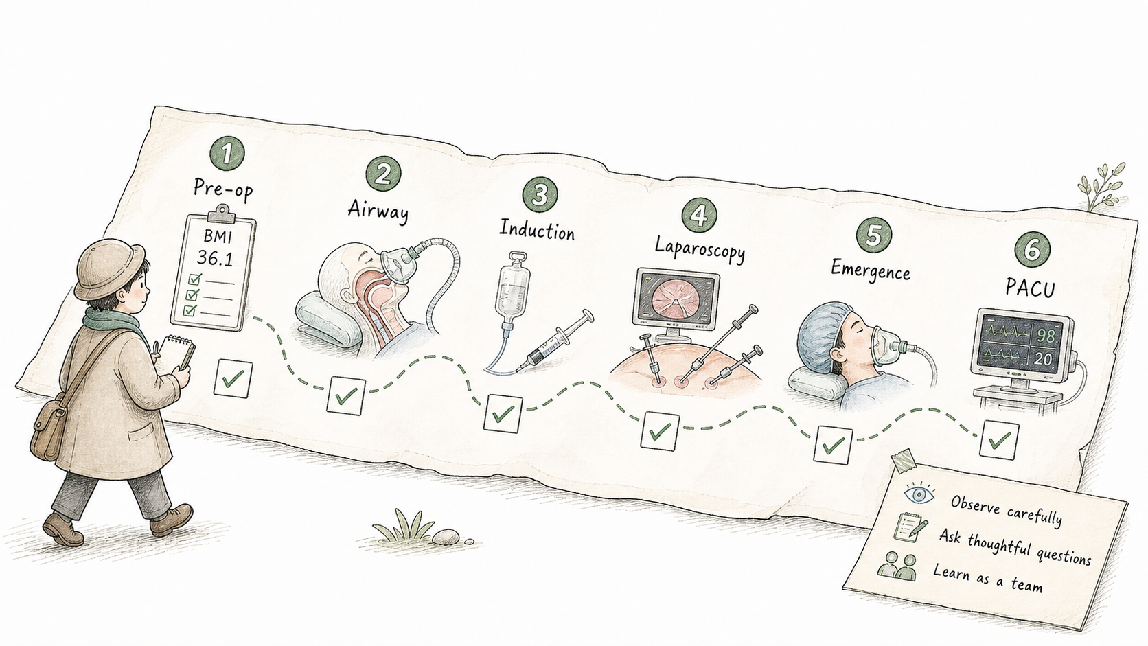 Student observation route for bariatric anesthesia
