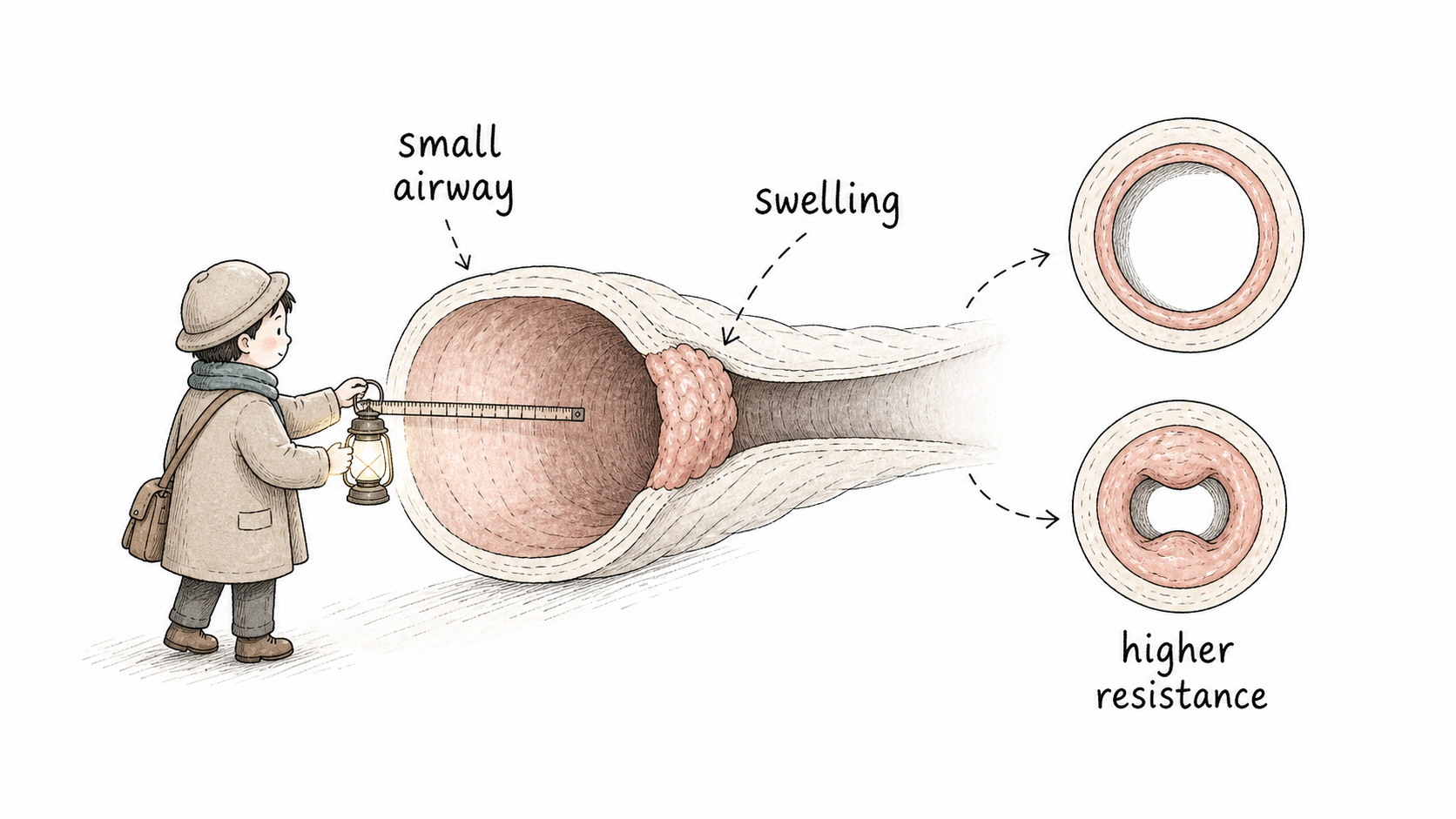 Small airway tunnel hand-drawn metaphor
