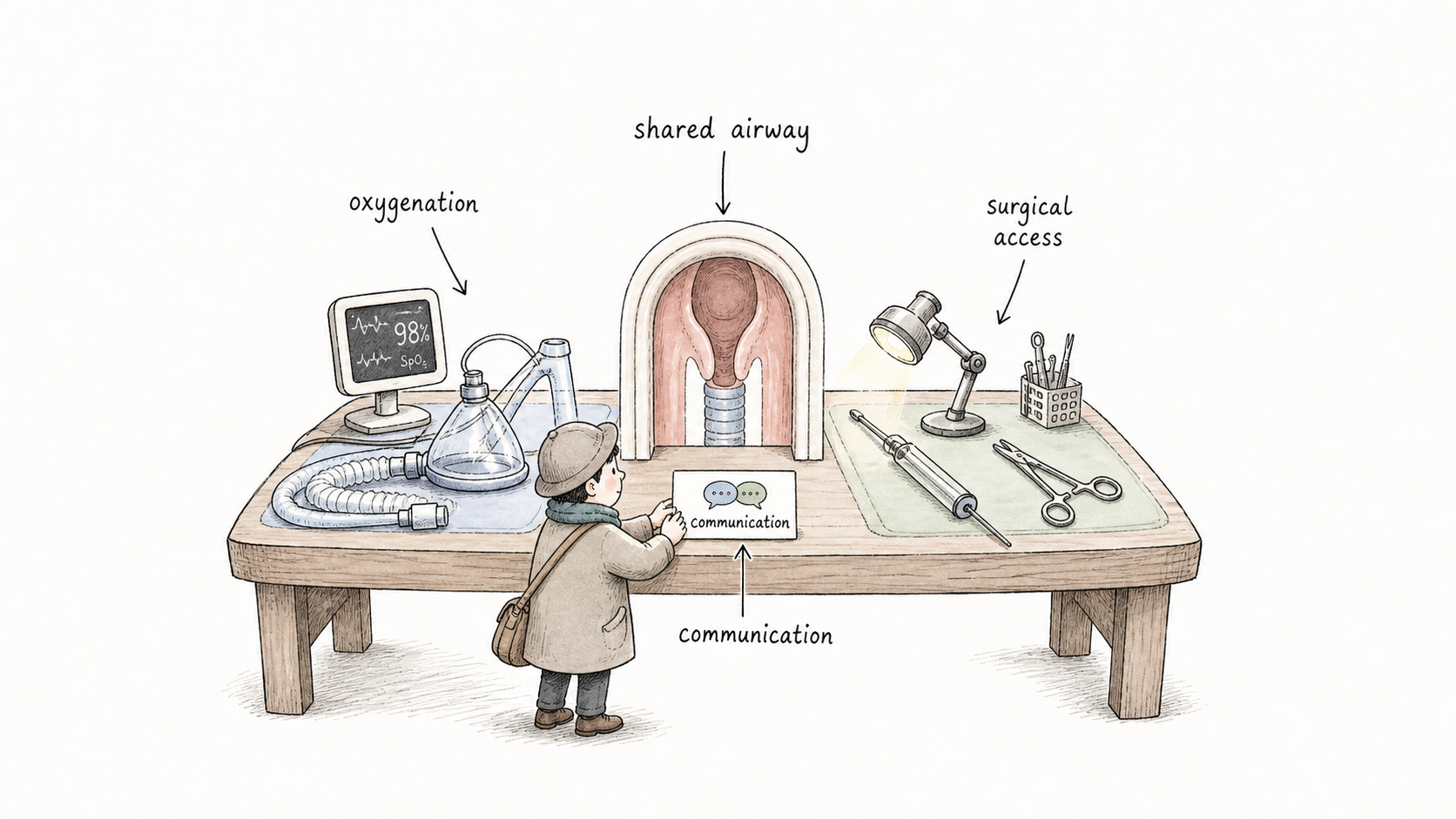 Shared airway hand-drawn table metaphor