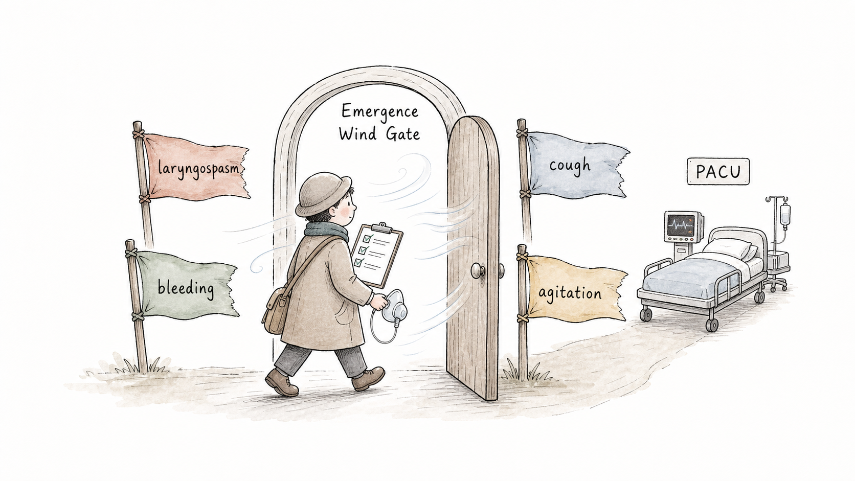 Emergence wind gate hand-drawn metaphor
