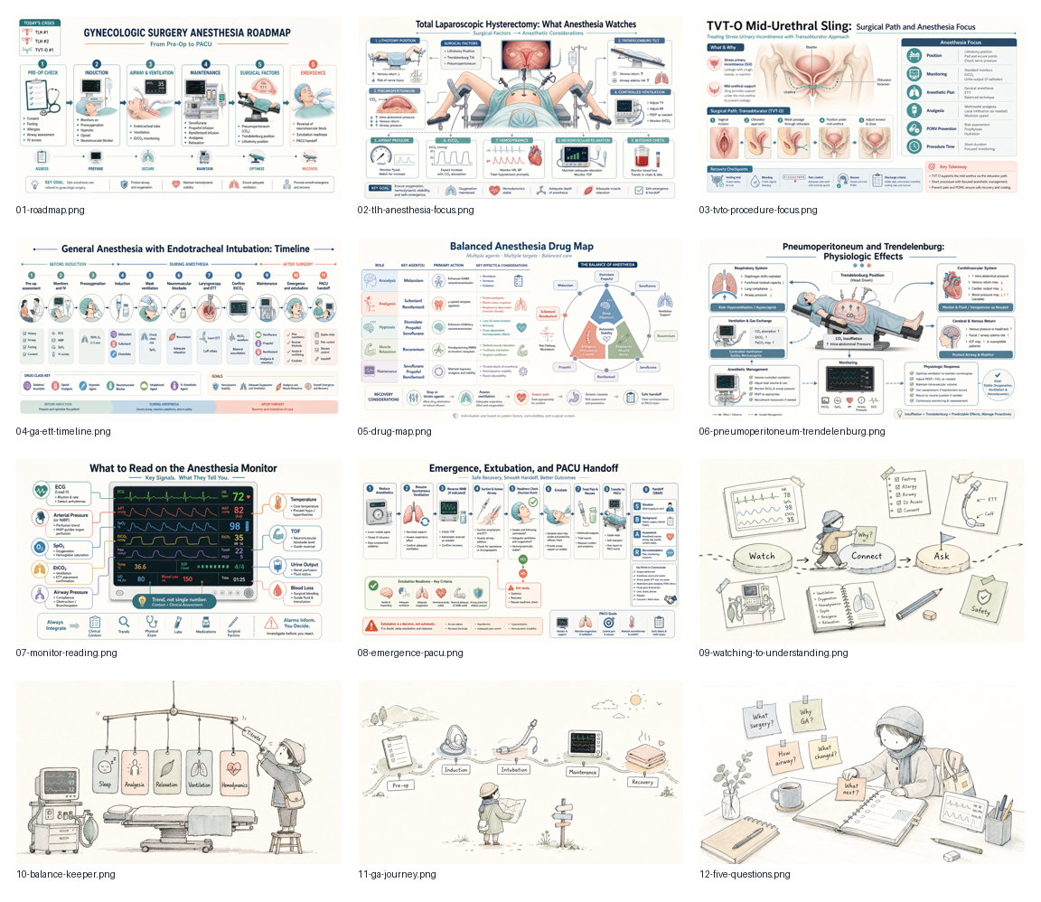 Gynecologic surgery anesthesia figure overview