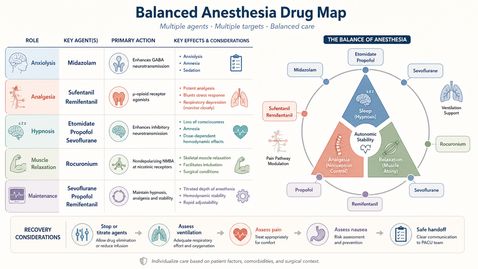 Balanced anesthesia drug map