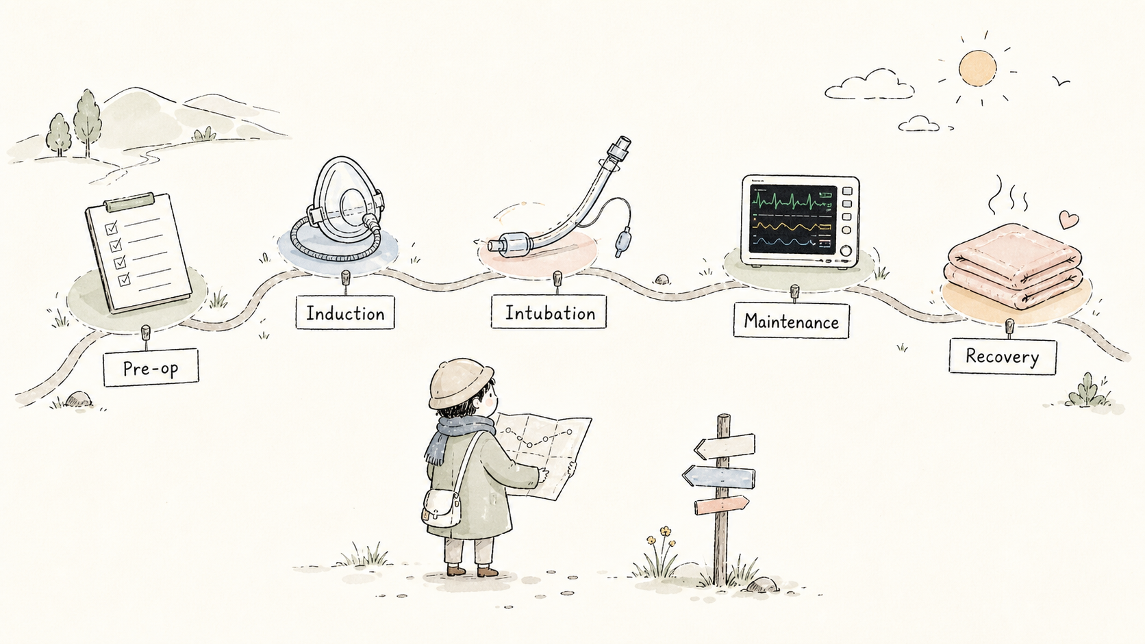 Hand-drawn journey through general anesthesia