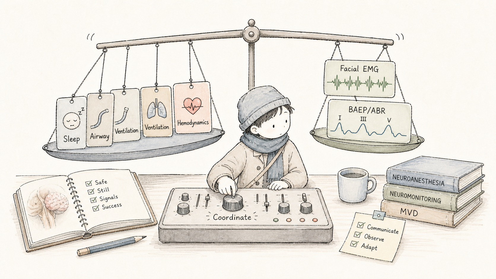 Hand-drawn anesthesia and signal balance