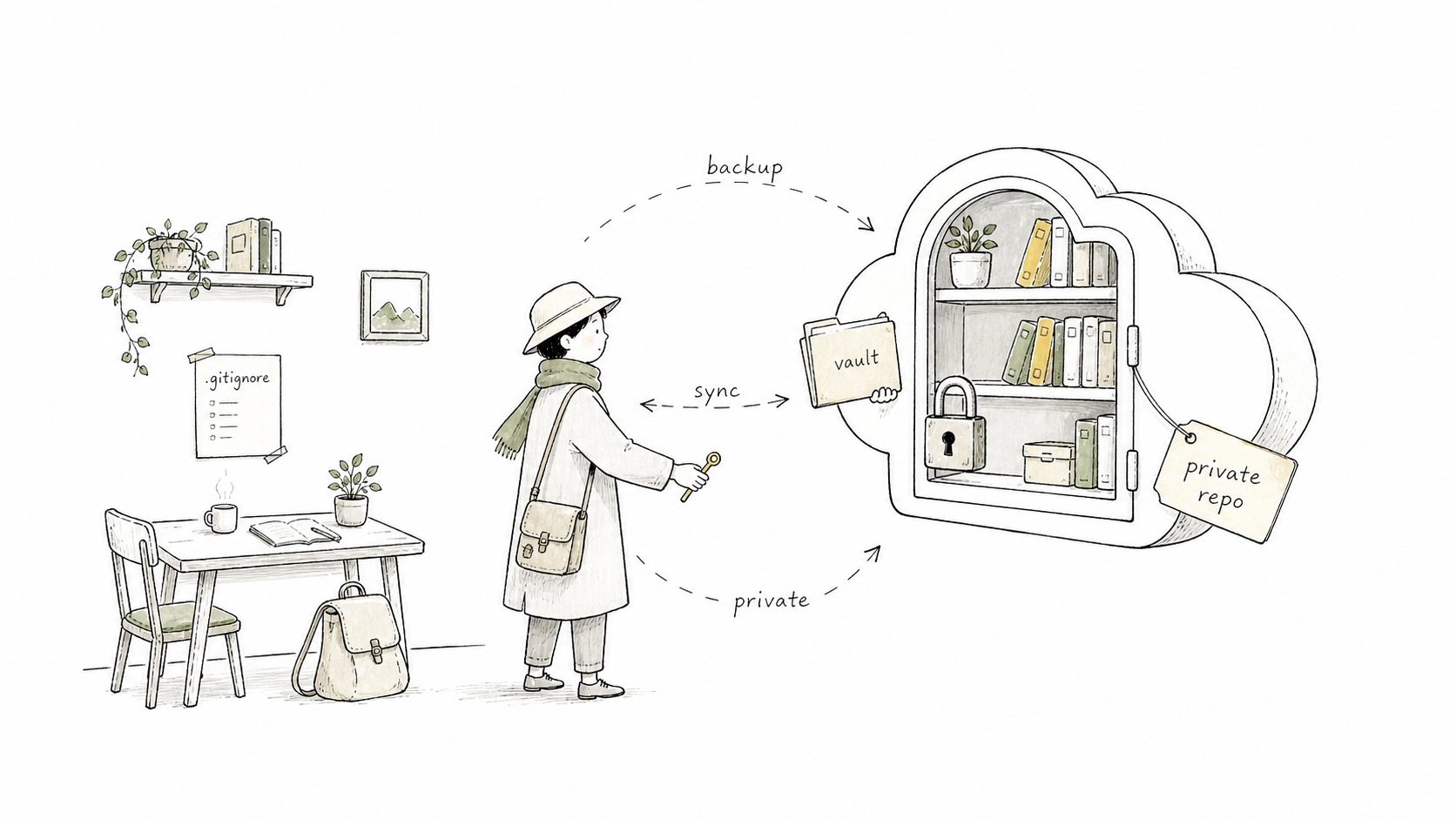 Private sync with gitignore