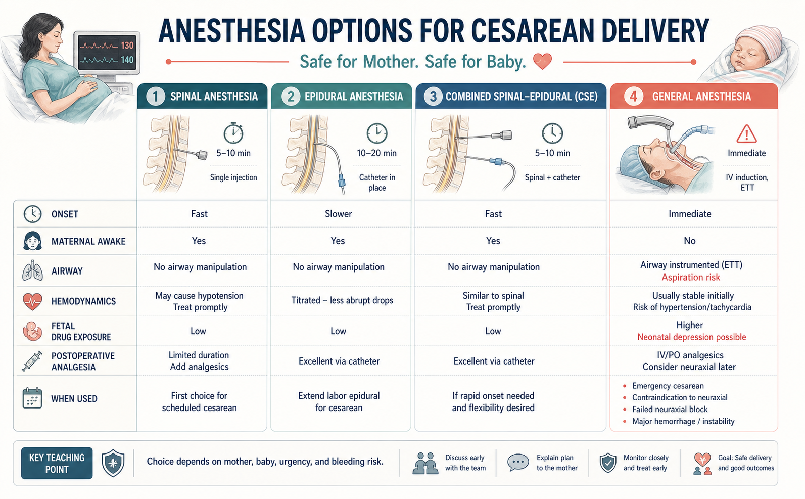 Anesthesia options for cesarean delivery