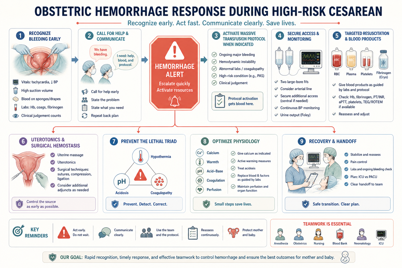Obstetric hemorrhage response illustration from the cesarean anesthesia module
