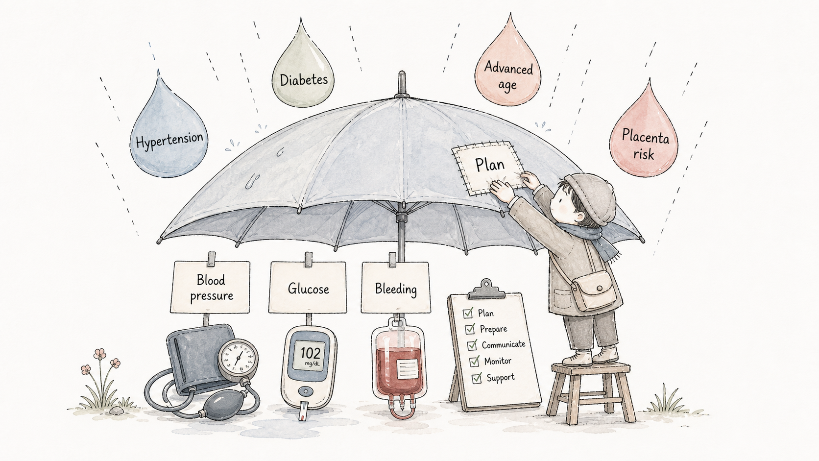 Risk umbrella for blood pressure glucose bleeding