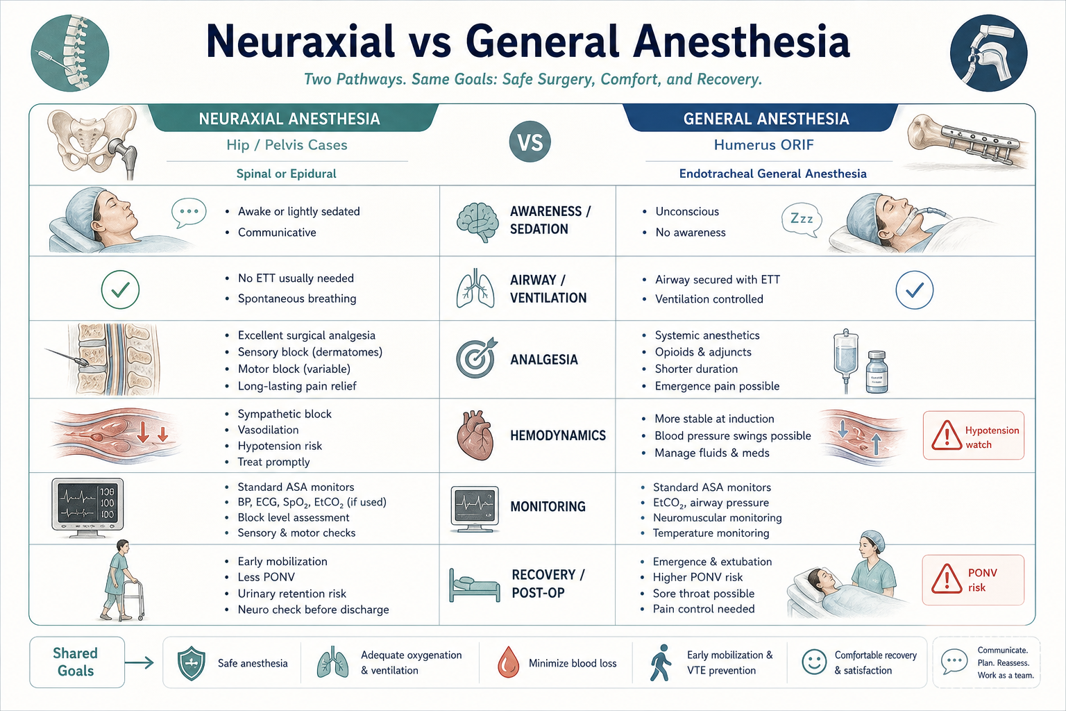 Neuraxial versus general anesthesia comparison