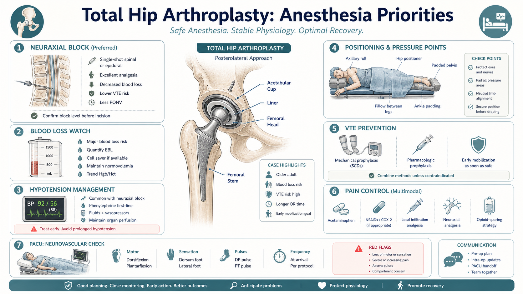 Total hip arthroplasty anesthesia priorities